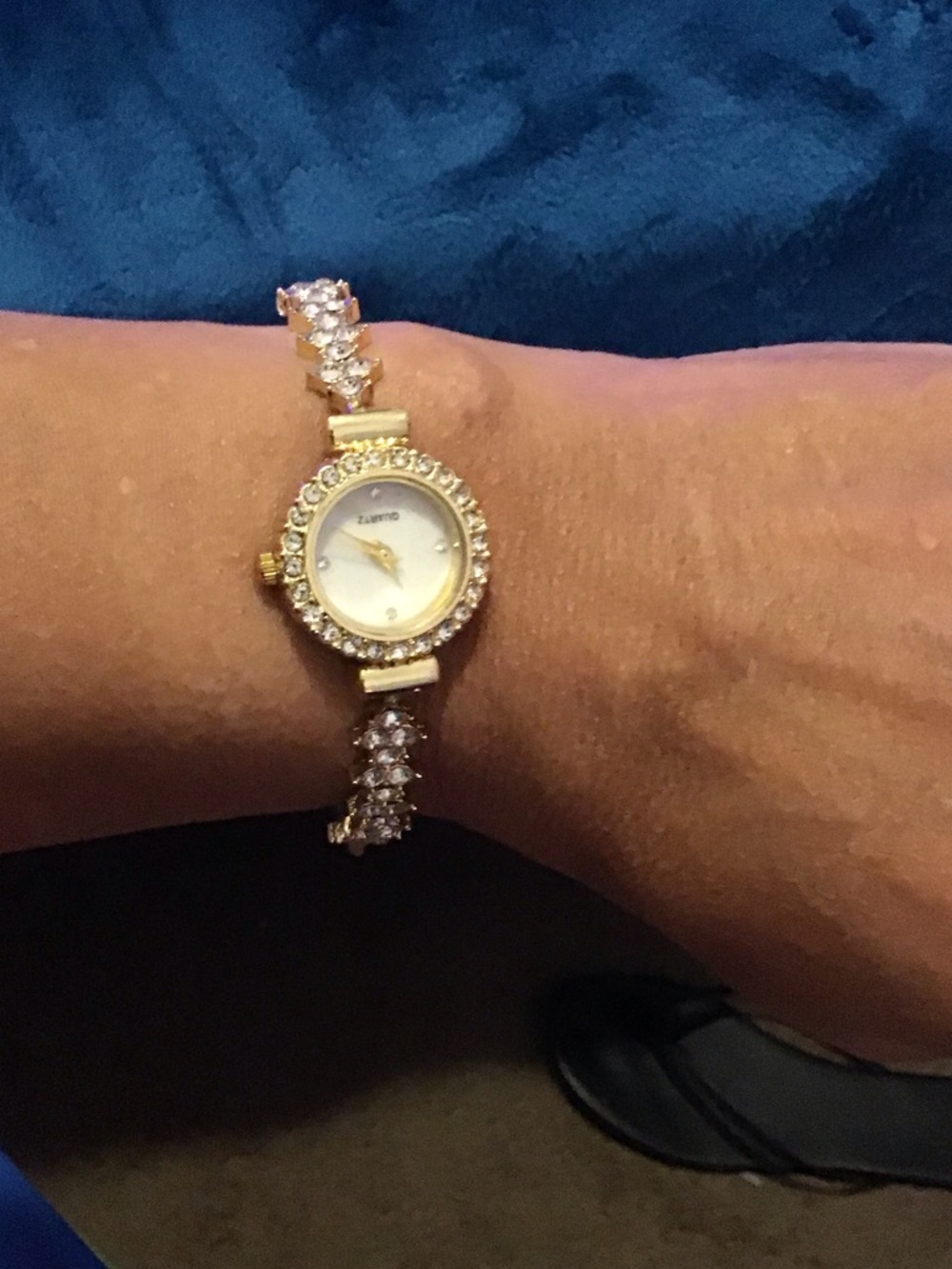 Elegant Gold-Tone Crystal Bracelet Watch - White Dial